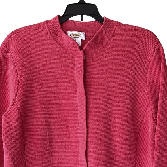 Talbots Silk Blend Knit Cardigan Blazer Jacket L Coral Rose Classic Career - Picture 3 of 6